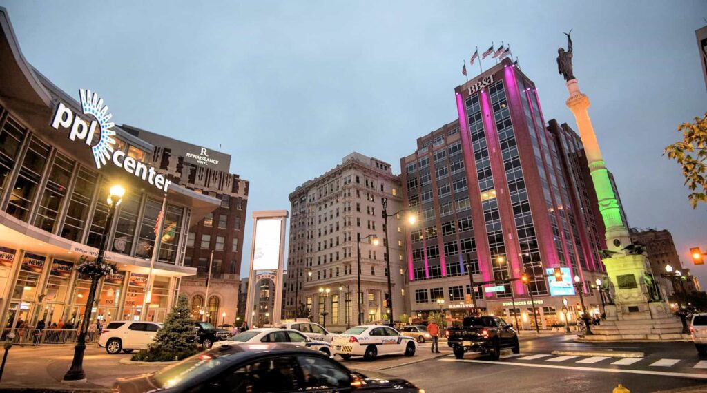 Downtown Allentown Center Square featuring the PPL Center arena