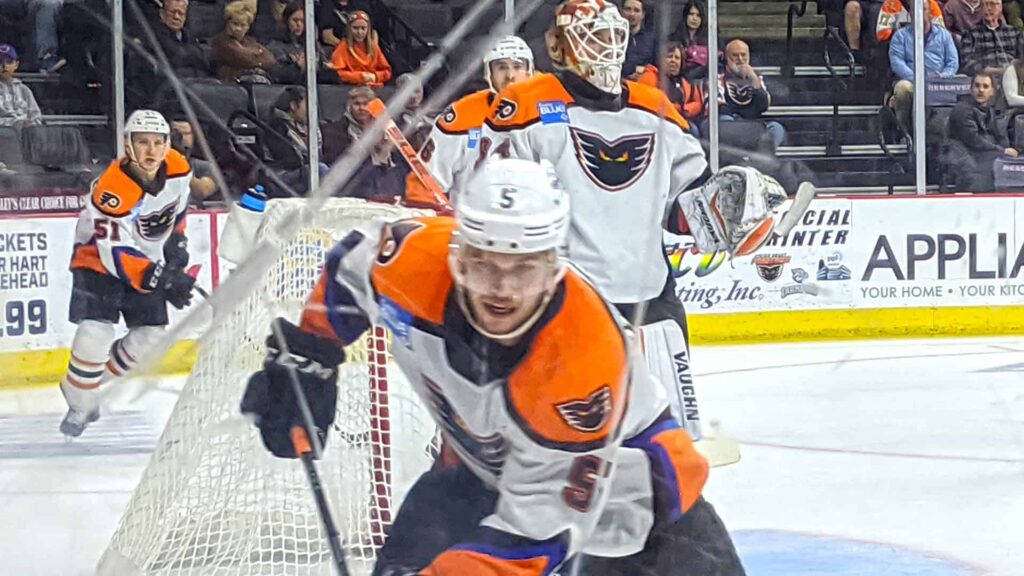 The Lehigh Valley Phantoms hockey players at the PPL Center in downtown Allentown